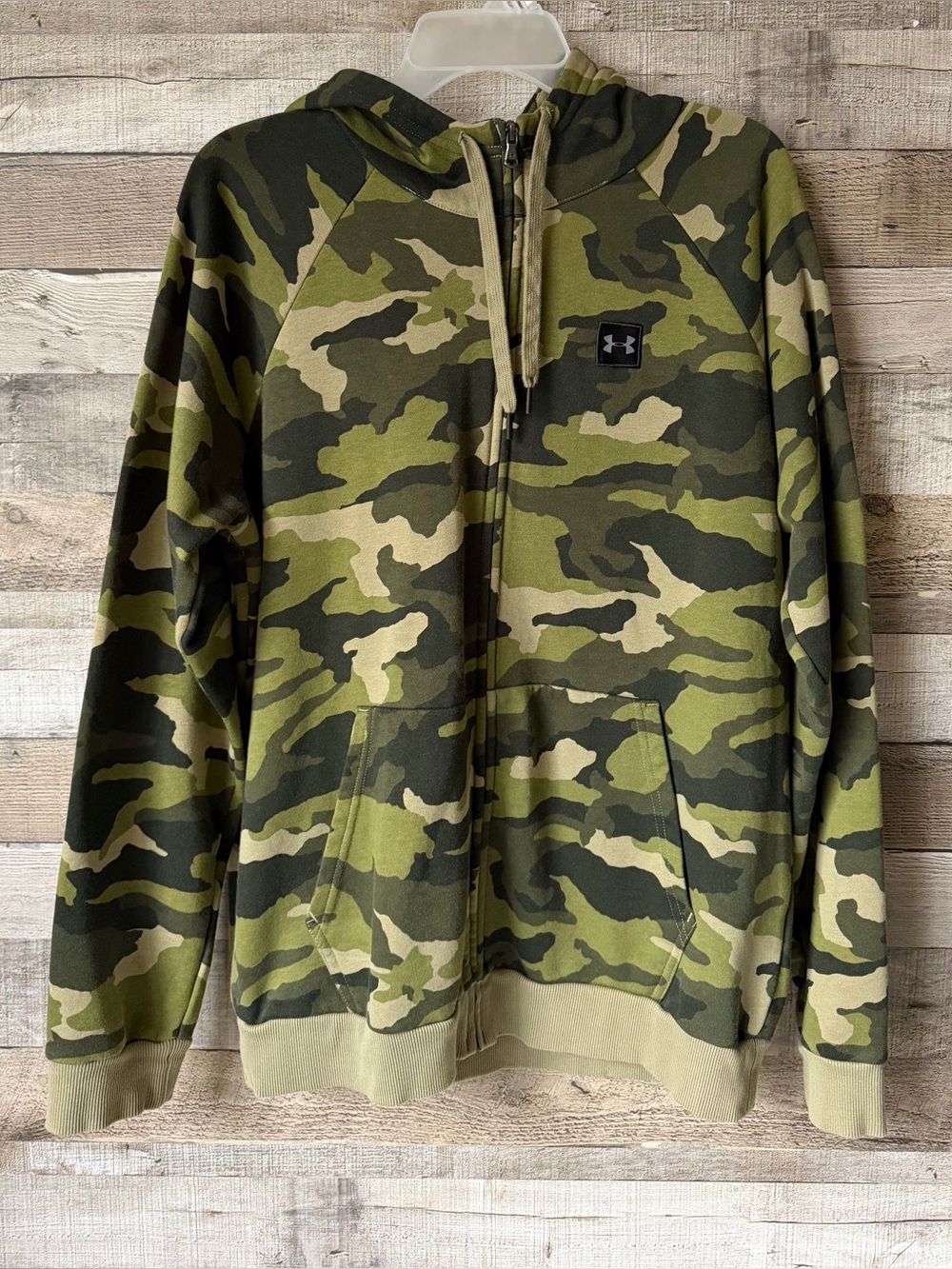 Under Armour Men's Large Camo Full Zip Fleece Hoodie Green Camouflage